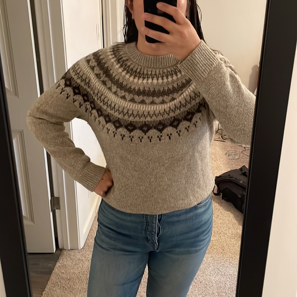 Abercrombie Gray Nordic Pullover Wool Blend Sweater